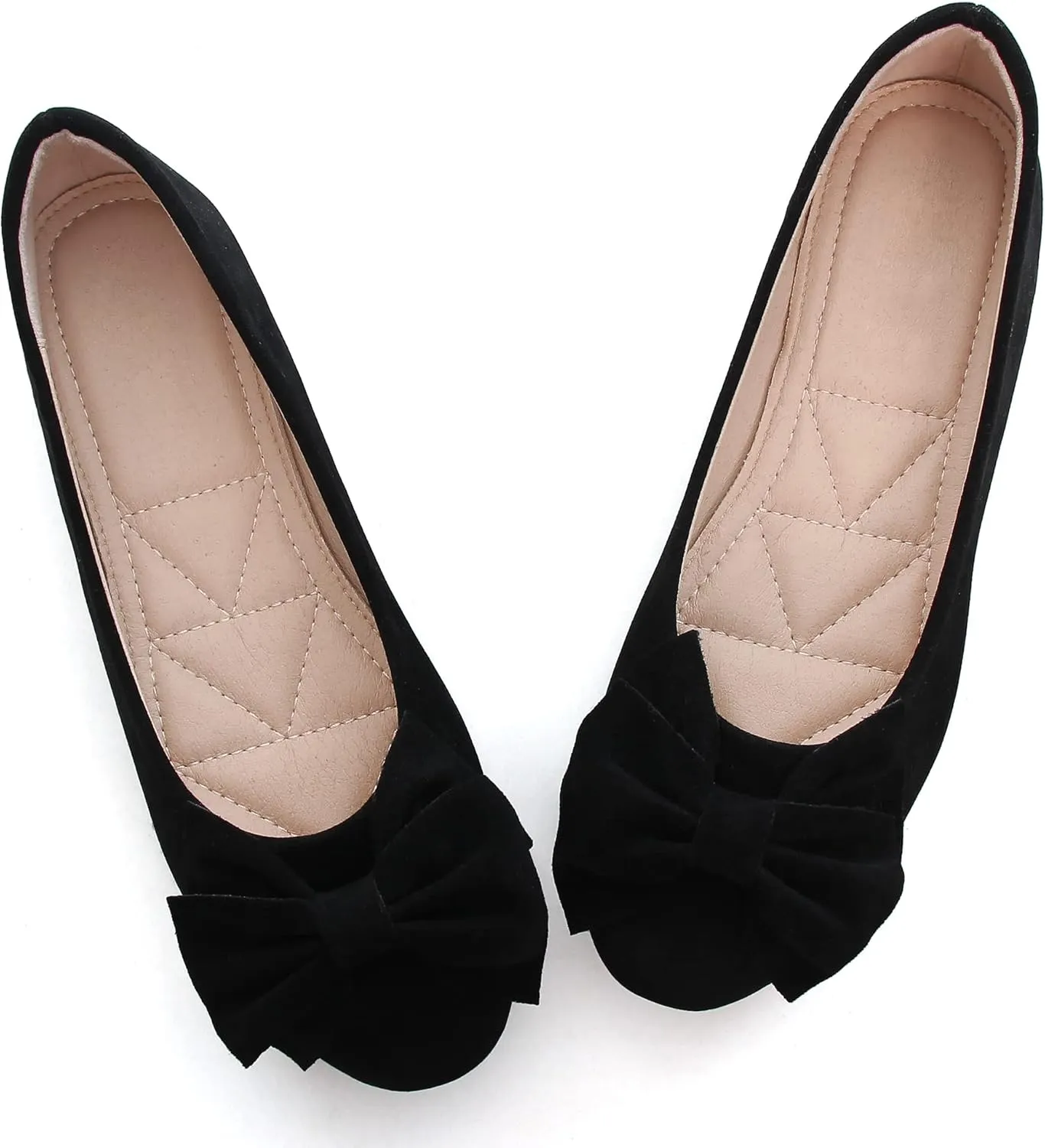 Women Classy Cute Bow-Knot Ballet Flats Round Toe Daily Cozy Comfort Slip on Flat Shoes