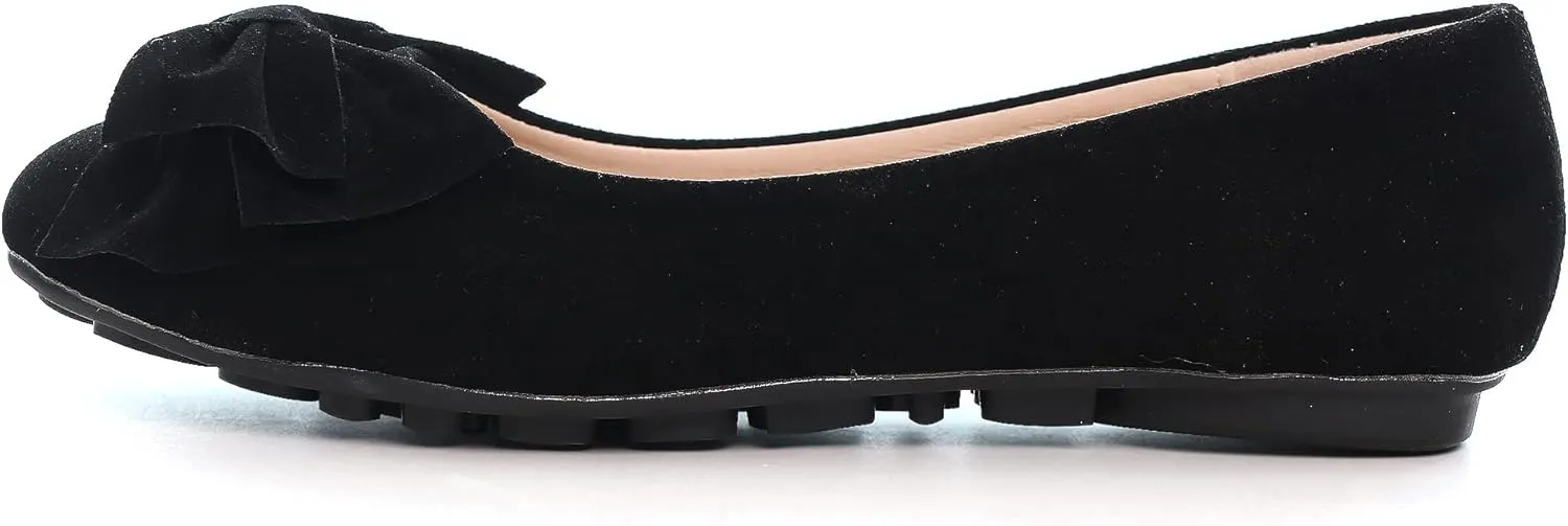 Women Classy Cute Bow-Knot Ballet Flats Round Toe Daily Cozy Comfort Slip on Flat Shoes