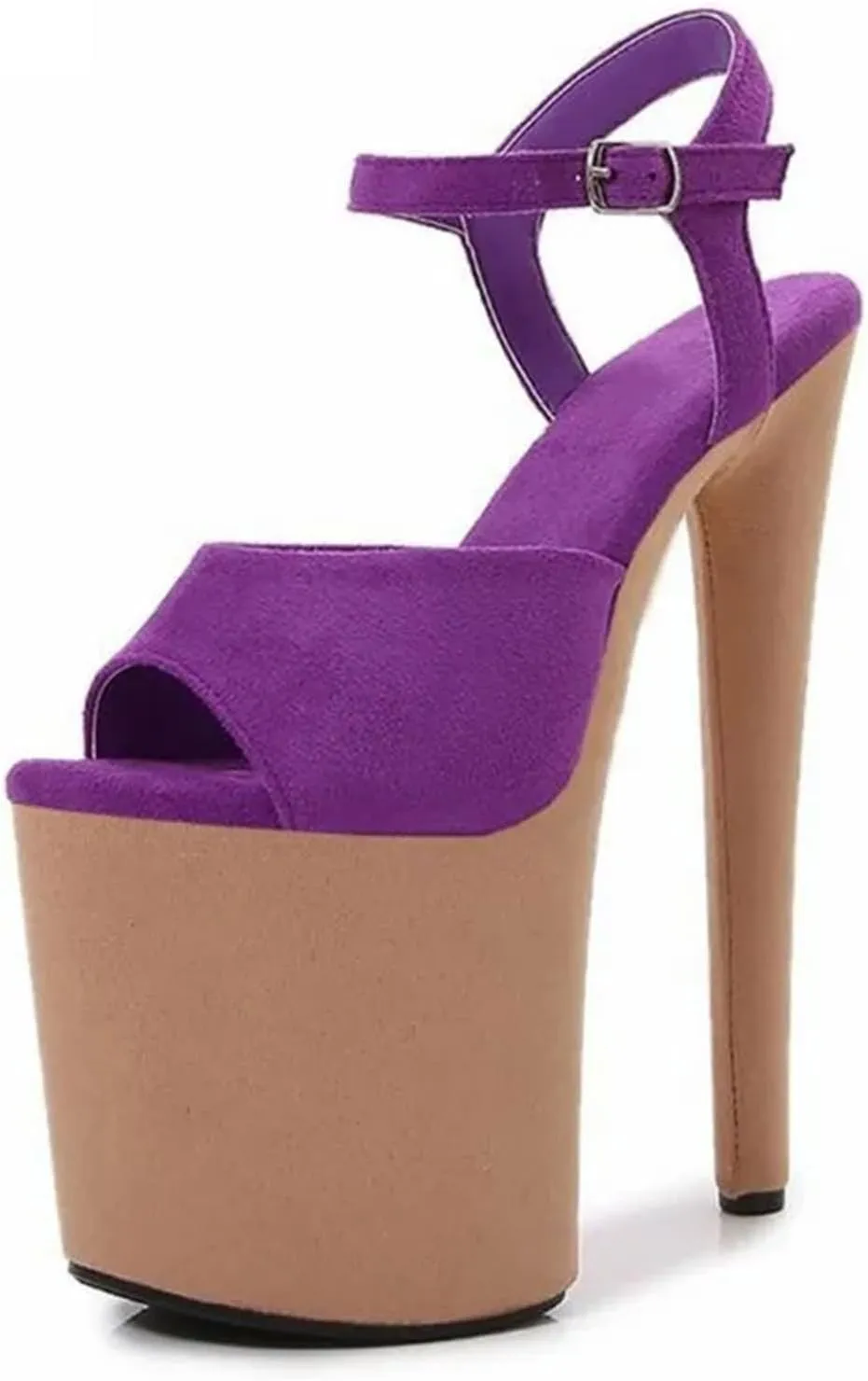 Women's 20cm Ultra Thin Heels - Flock Color Matching Platform Sandals
