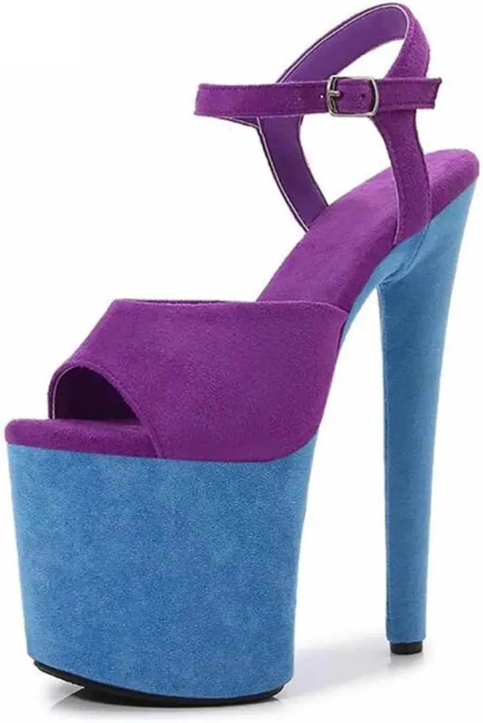 Women's 20cm Ultra Thin Heels - Flock Color Matching Platform Sandals