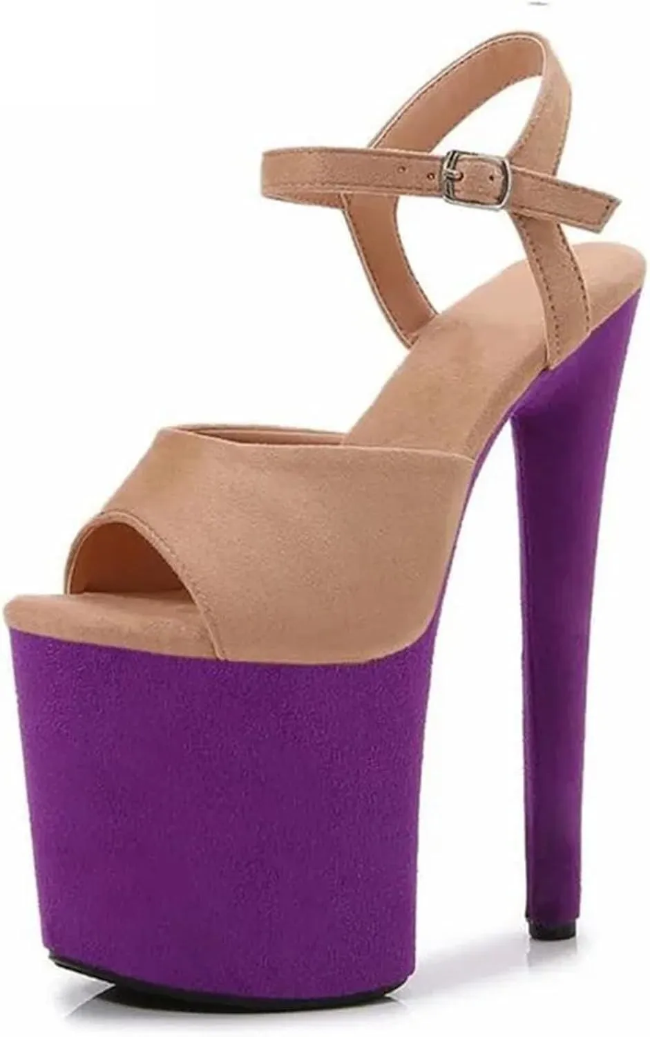 Women's 20cm Ultra Thin Heels - Flock Color Matching Platform Sandals