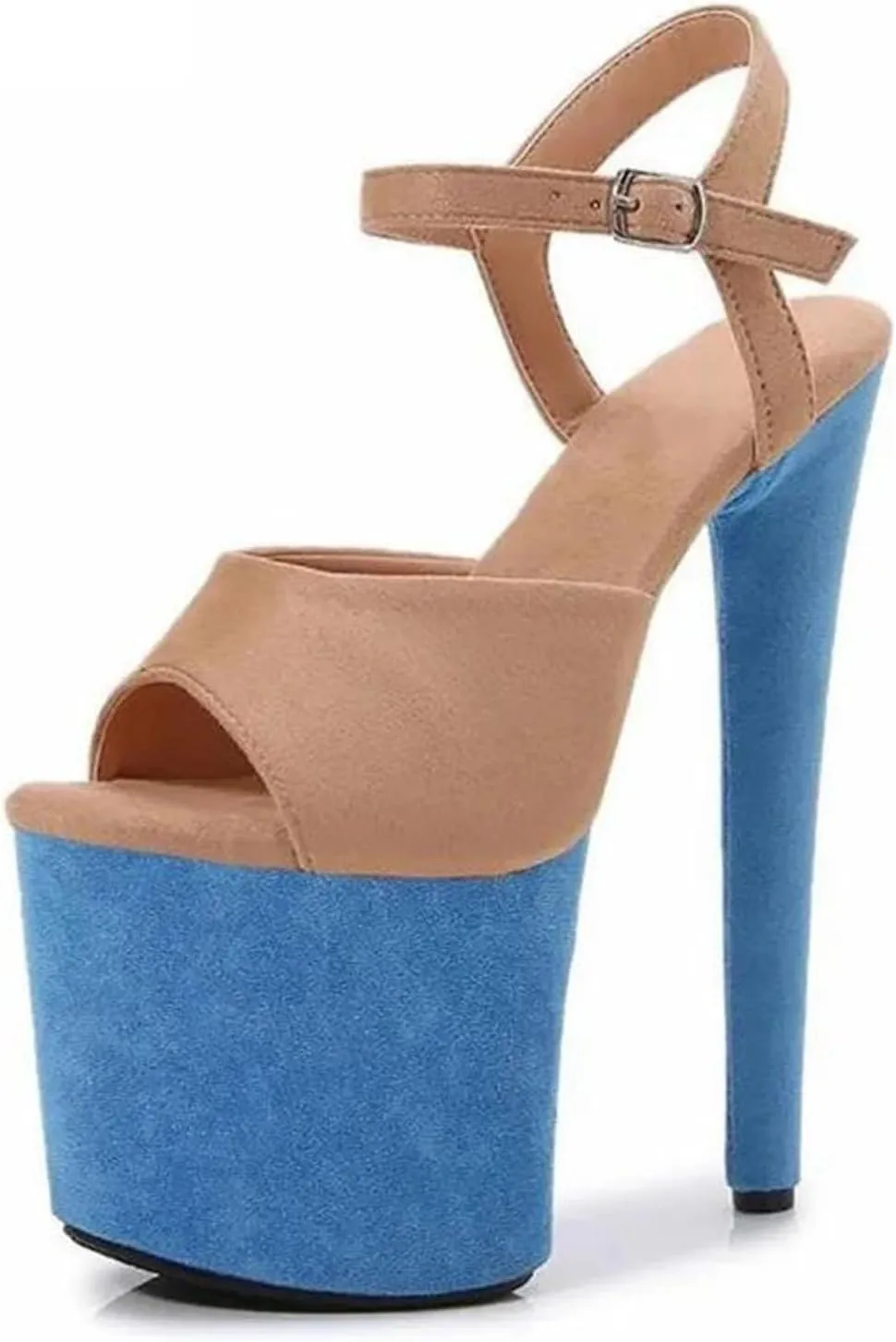 Women's 20cm Ultra Thin Heels - Flock Color Matching Platform Sandals