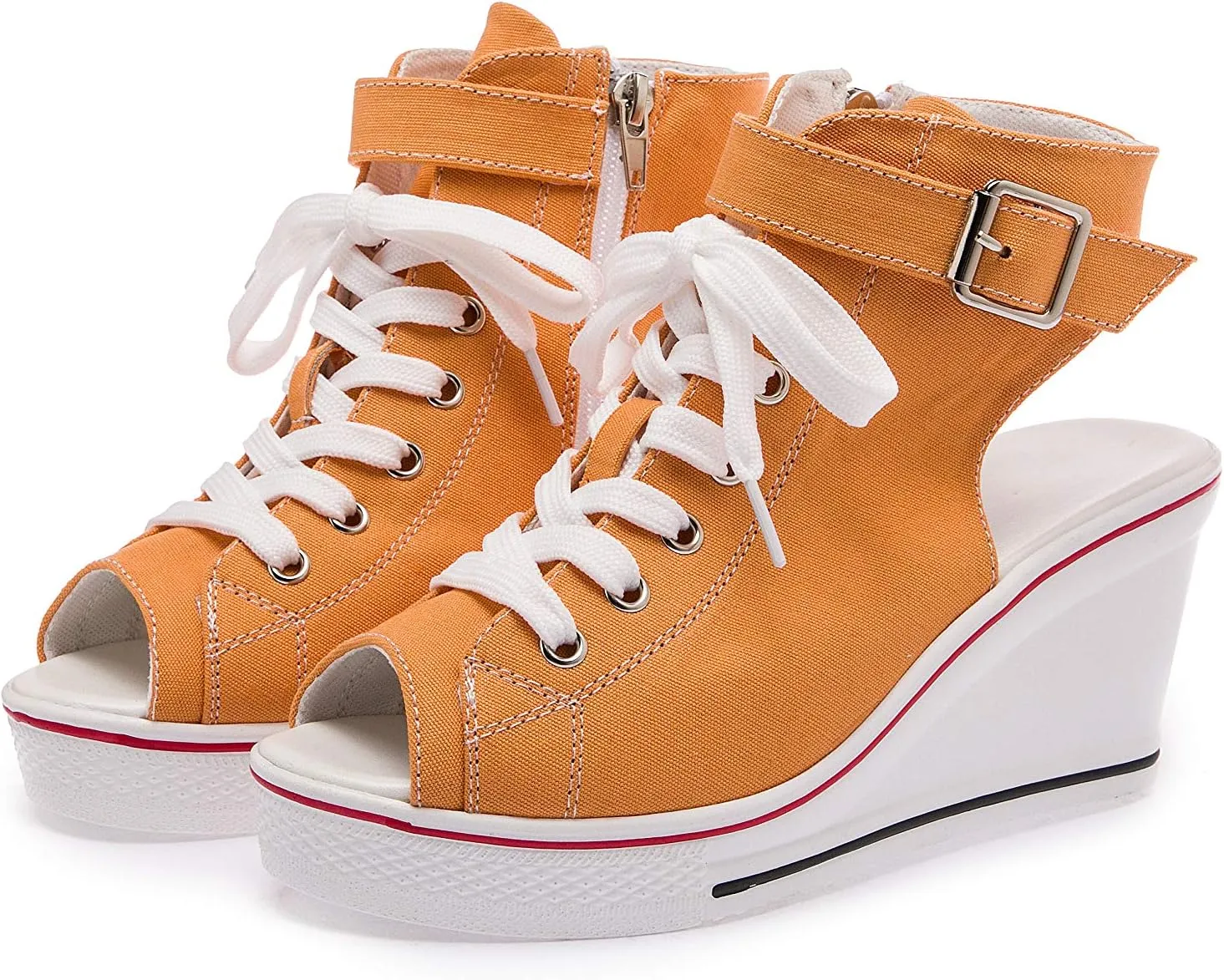 Women's Canvas High-Heeled Shoes Fashion Sneakers Casual Shoes for Walking Platform Wedges Pump Shoes
