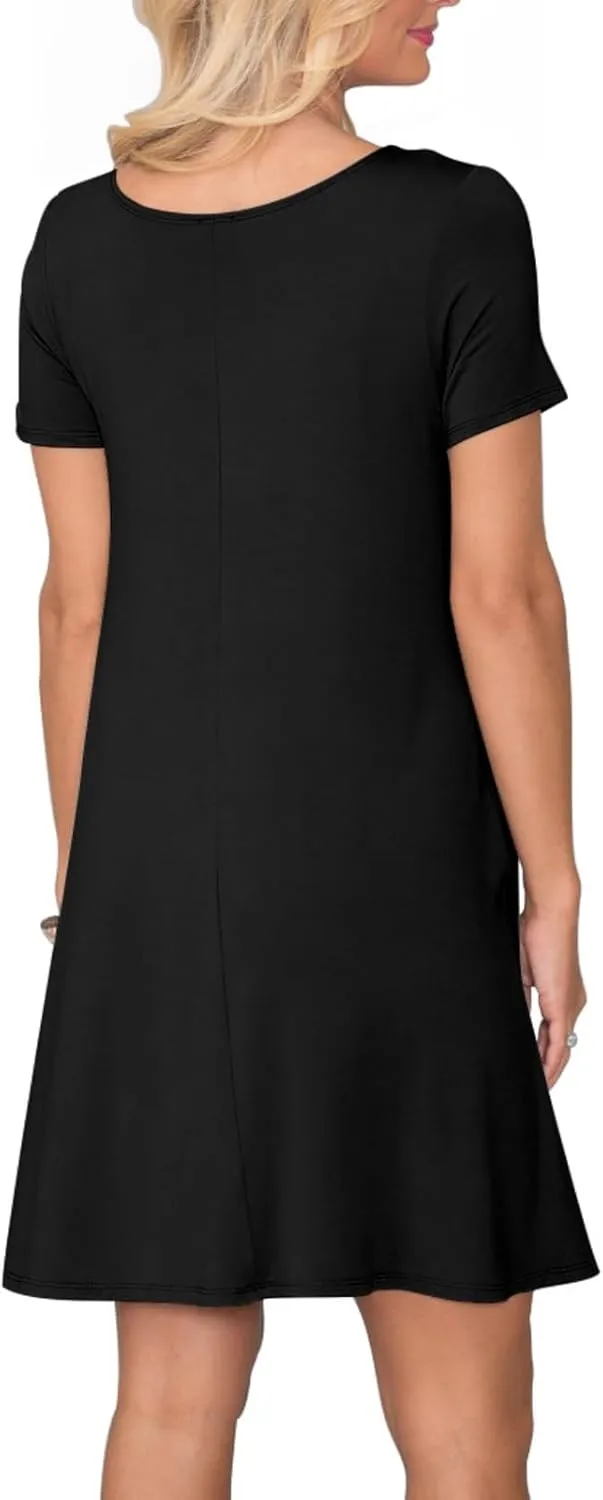 Women's Casual T Shirt Dress Summer Short Sleeve Swing Dresses with Pockets