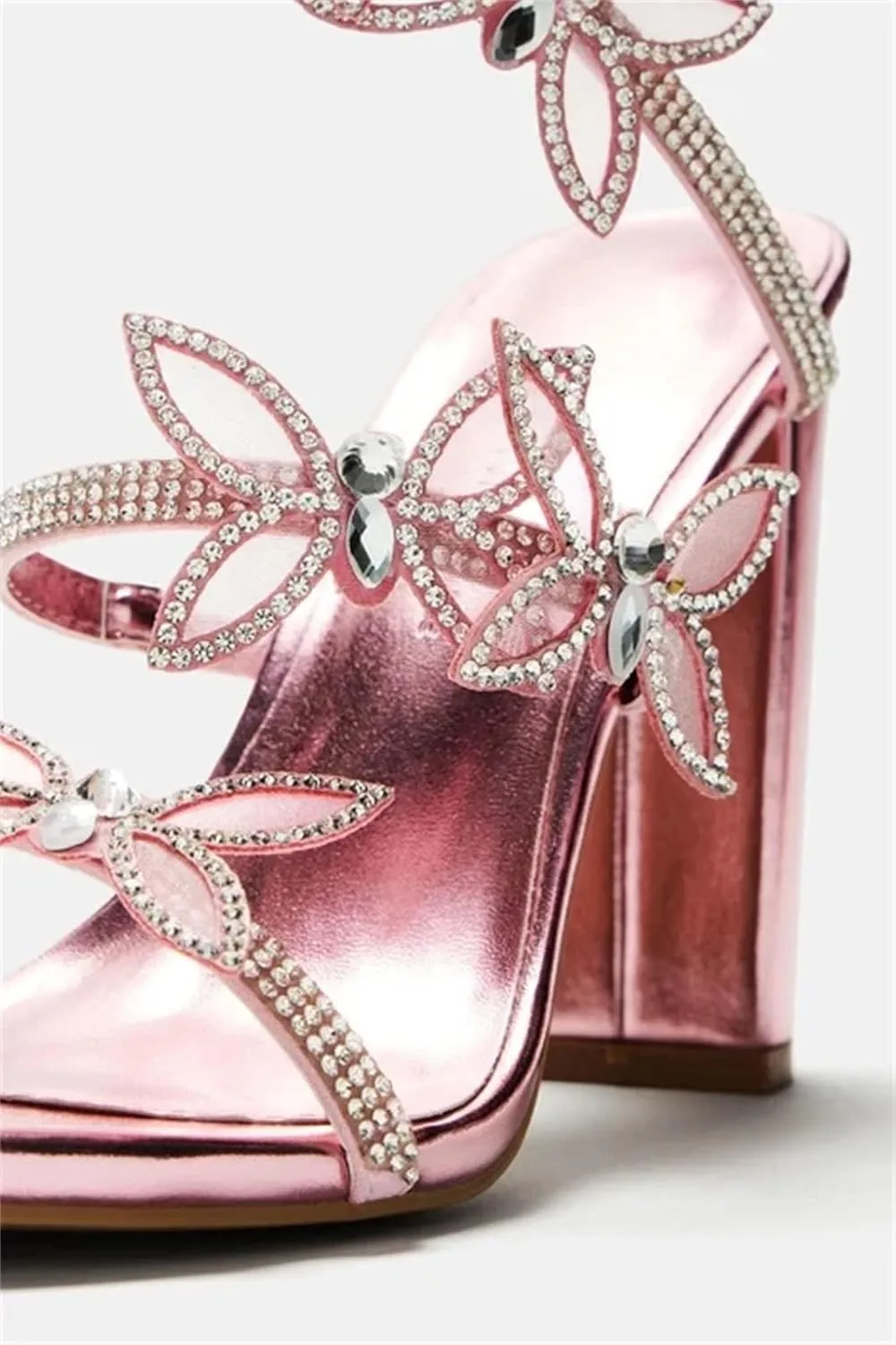 Women's Crystal Butterfly Sandals - Snake Twine Wedding Heels