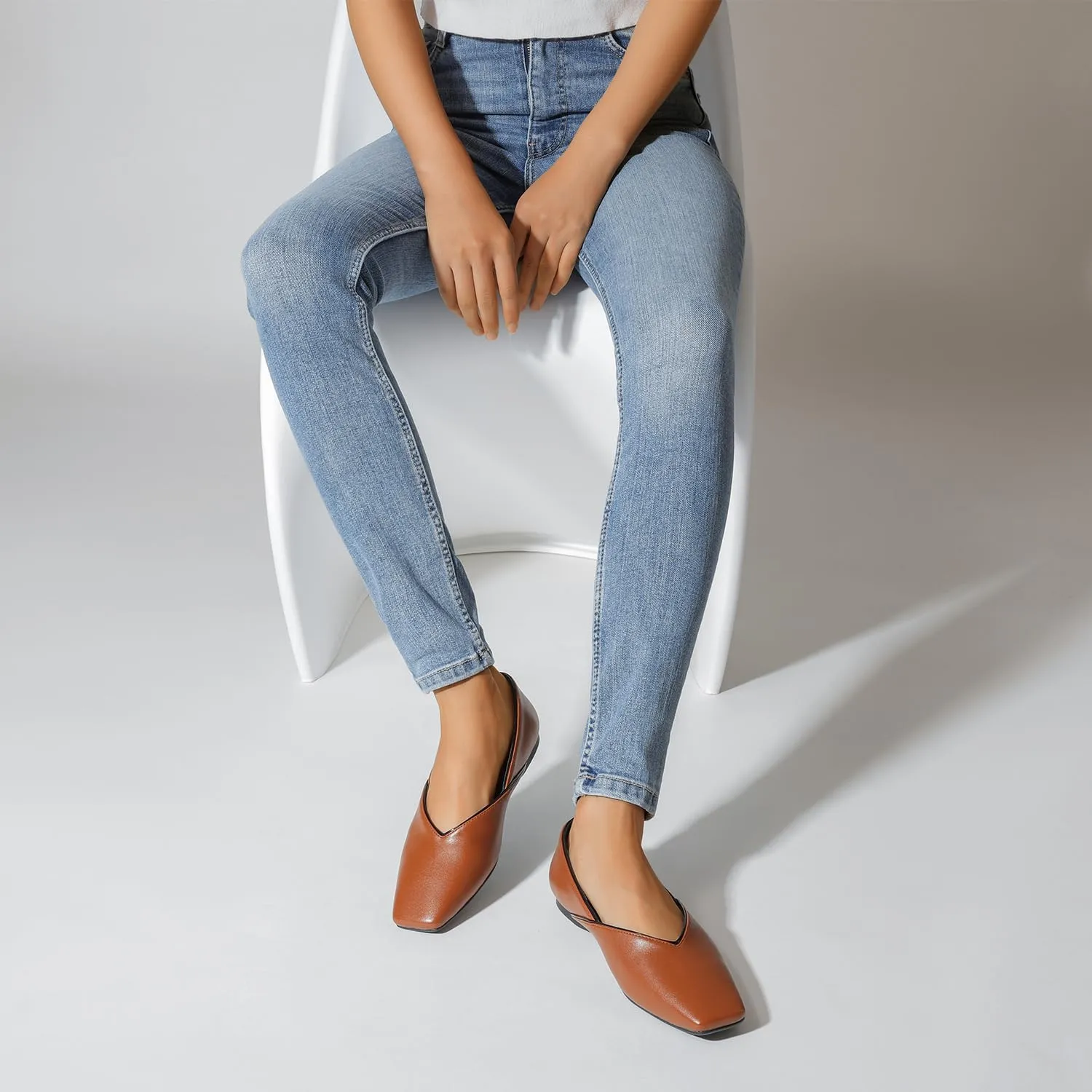 Women's Flats Comfortable Square Toe Ballet Flats Slip On Casual Dress Shoes Flats for Women