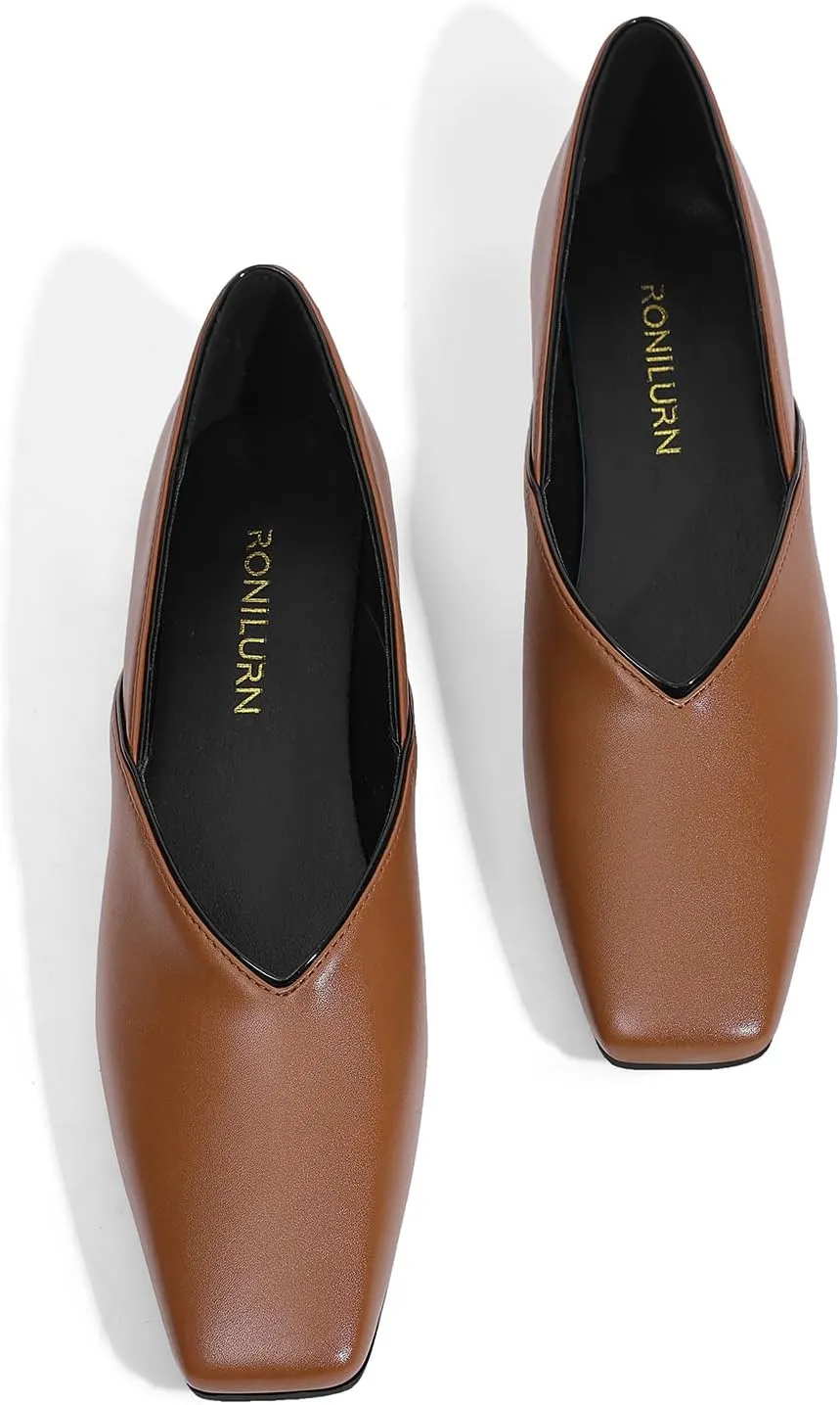 Women's Flats Comfortable Square Toe Ballet Flats Slip On Casual Dress Shoes Flats for Women