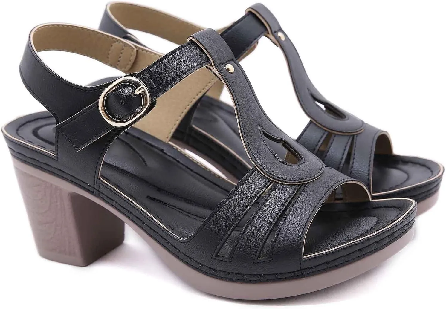 Women's High Heel Sandals Comfortable Open Toe Casual Slip On Summer Footwear for Vacation Work Date and Everyday Use
