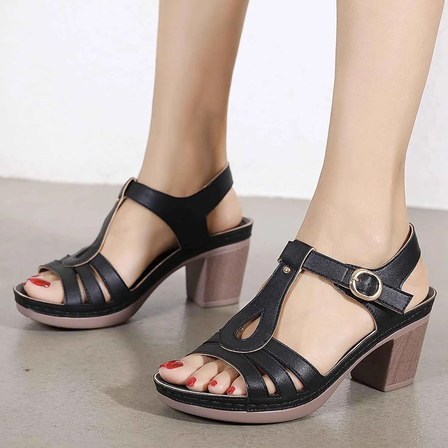 Women's High Heel Sandals Comfortable Open Toe Casual Slip On Summer Footwear for Vacation Work Date and Everyday Use