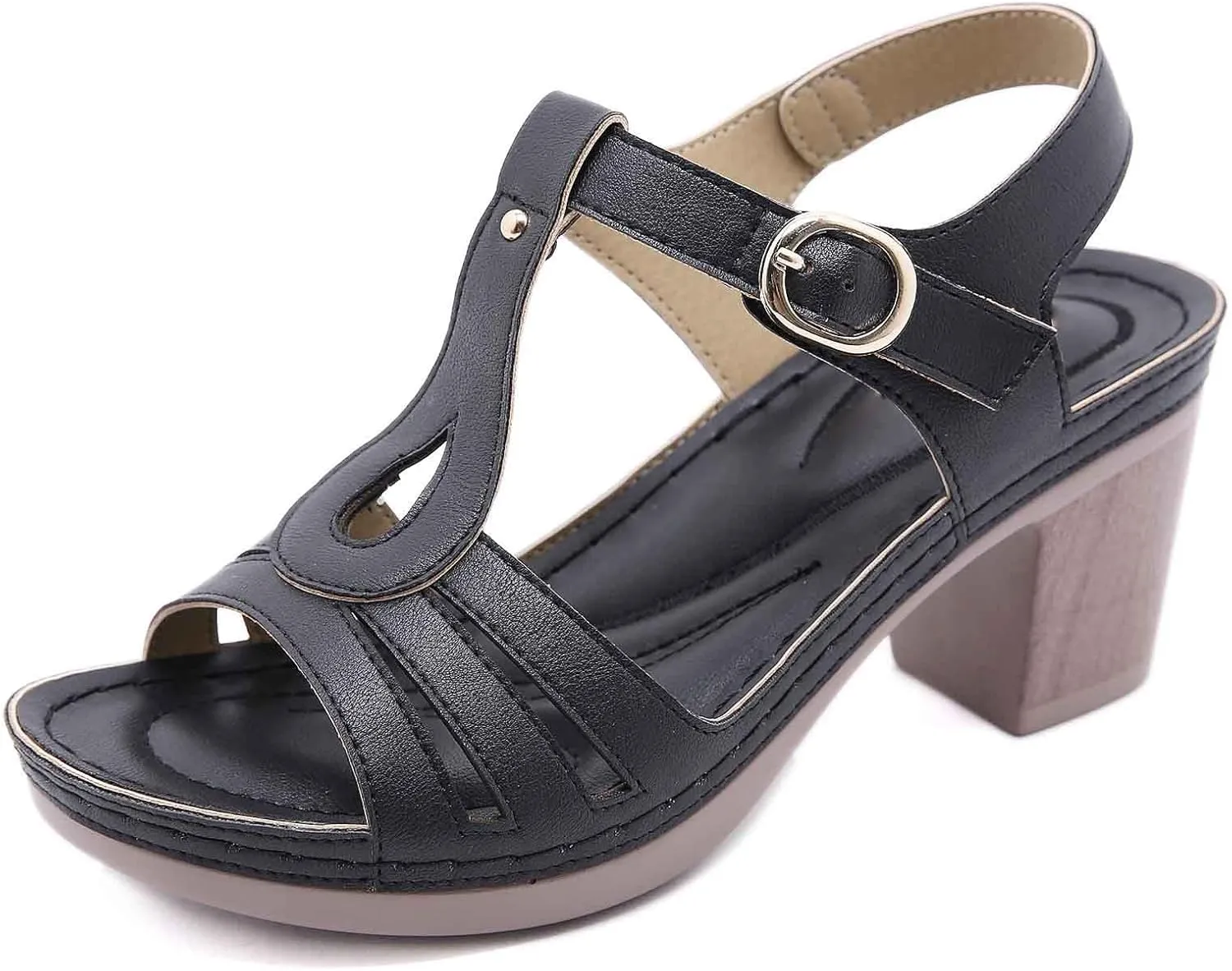 Women's High Heel Sandals Comfortable Open Toe Casual Slip On Summer Footwear for Vacation Work Date and Everyday Use