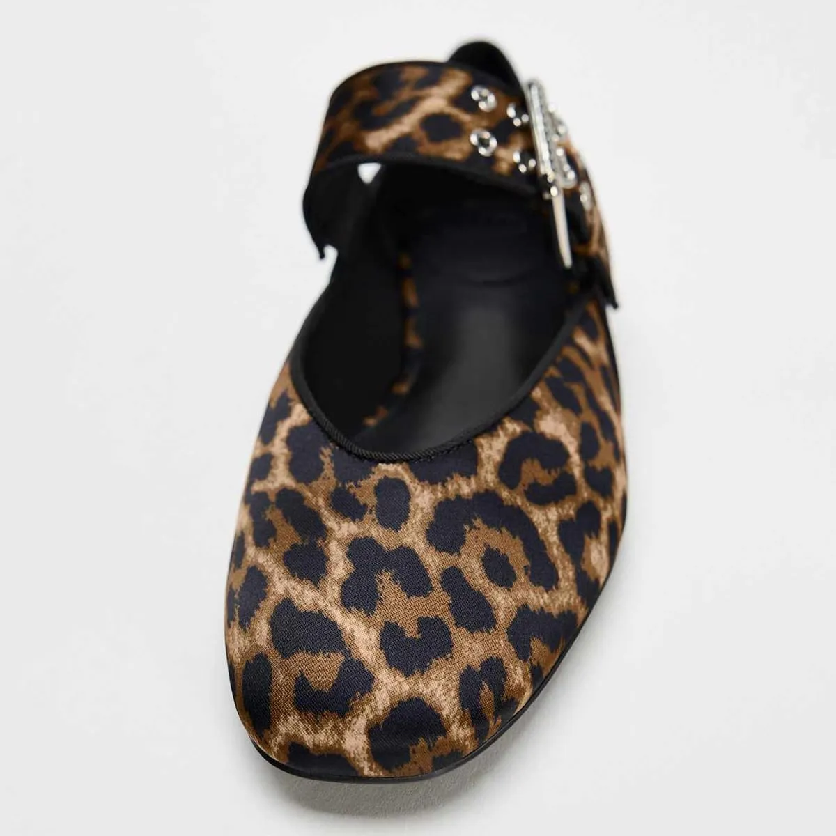 Women's Retro Leopard Ballet Flats Buckle Strap Mary Jane Flats Ballerina Shoes Round Toe Ballet Flat Shoes