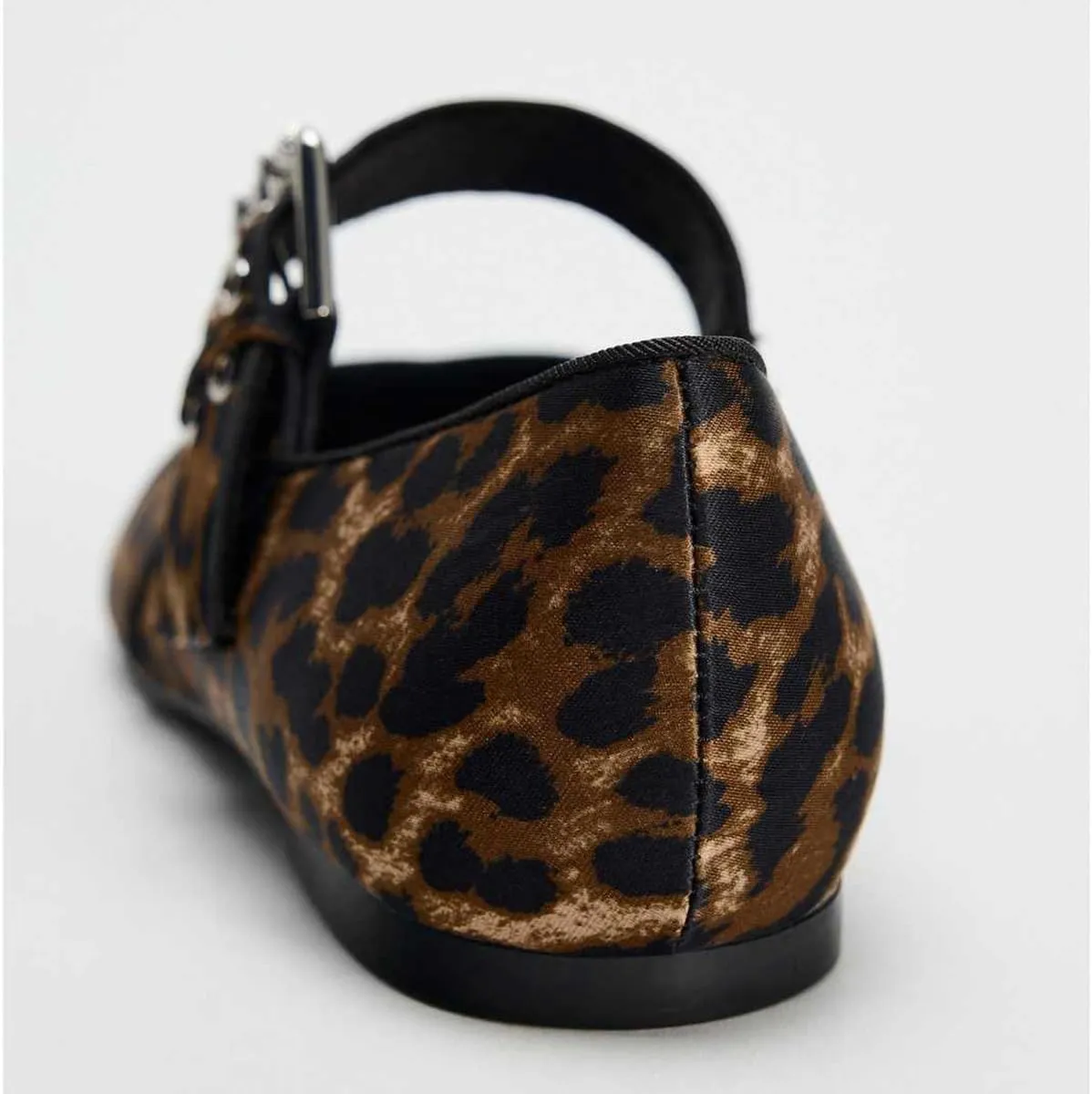 Women's Retro Leopard Ballet Flats Buckle Strap Mary Jane Flats Ballerina Shoes Round Toe Ballet Flat Shoes