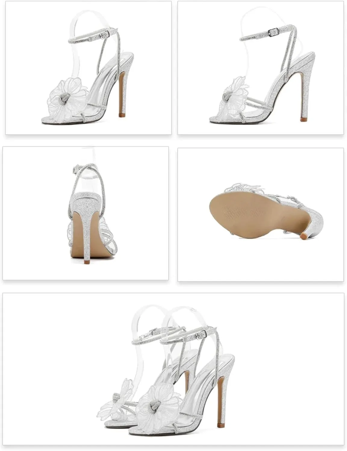 Women's Sequin Sandals - Crystal Rhinestone Wedding Party Heels
