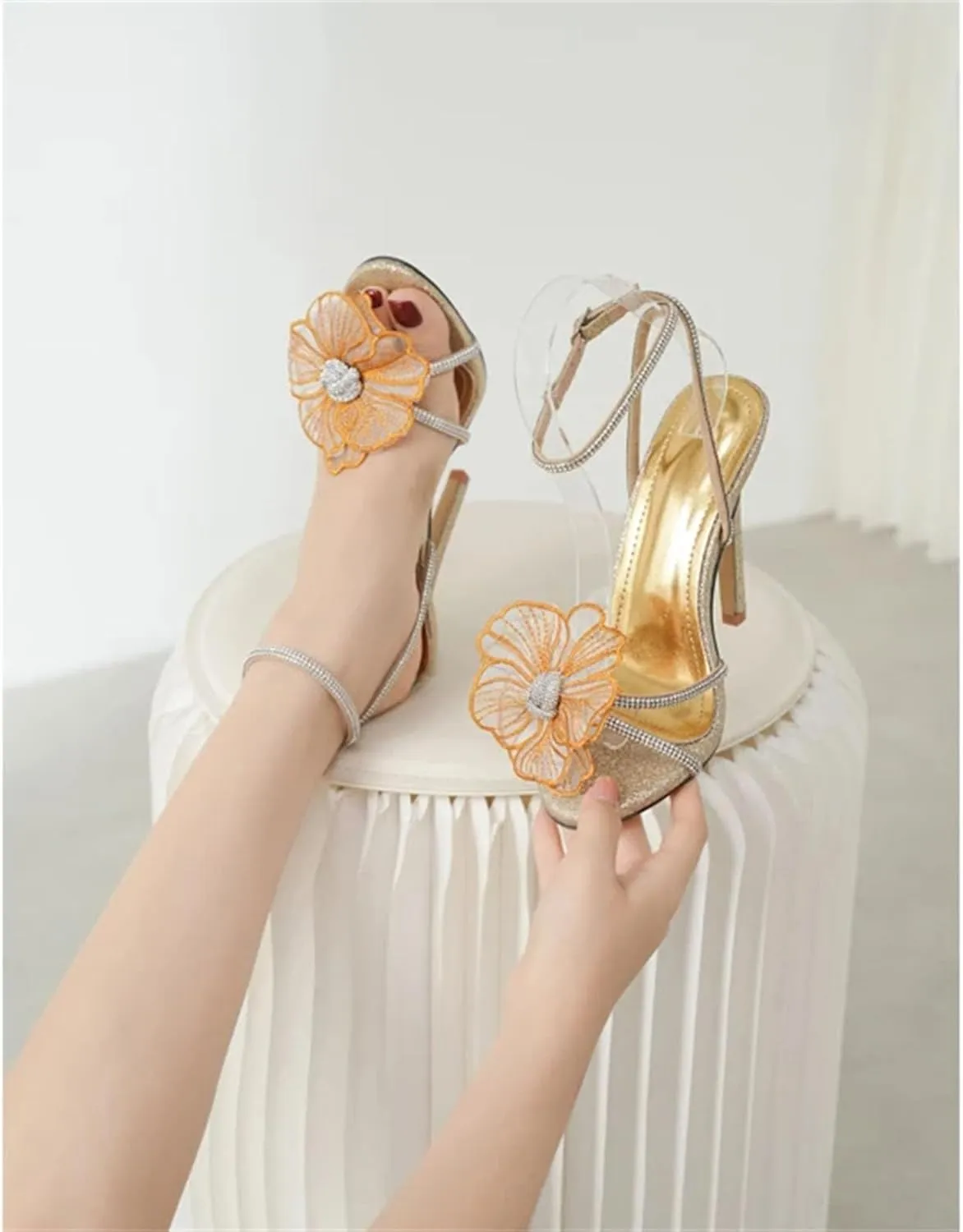 Women's Sequin Sandals - Crystal Rhinestone Wedding Party Heels