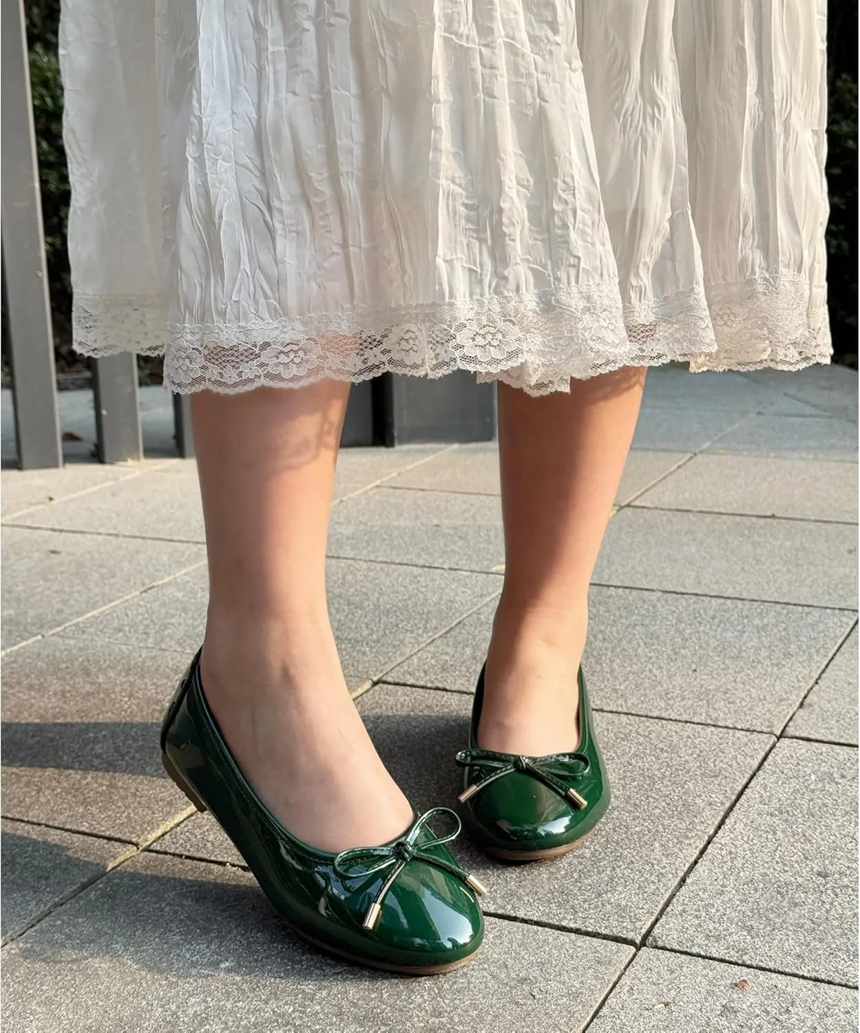 Women's Shine Ballet Bow Dressy Flats Round Toe Slip On Foldable Flats Dress Work Shoes for Business Casual Office