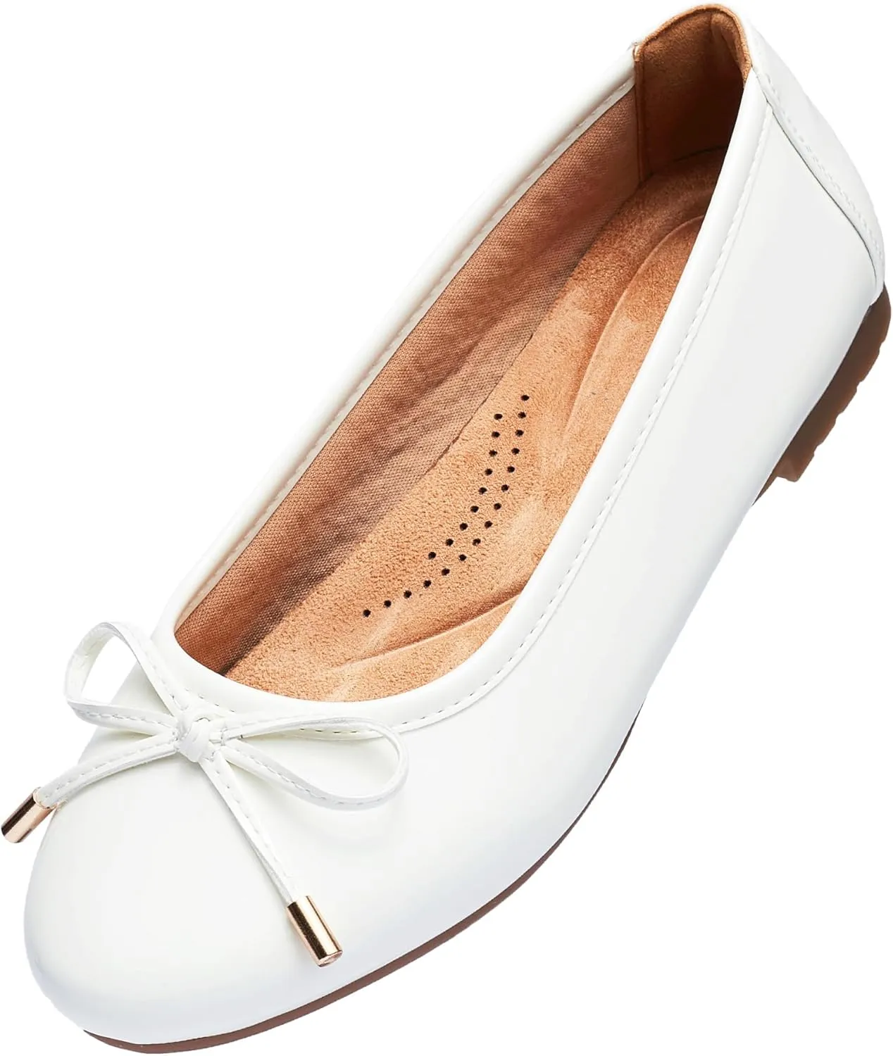 Women's Shine Ballet Bow Dressy Flats Round Toe Slip On Foldable Flats Dress Work Shoes for Business Casual Office