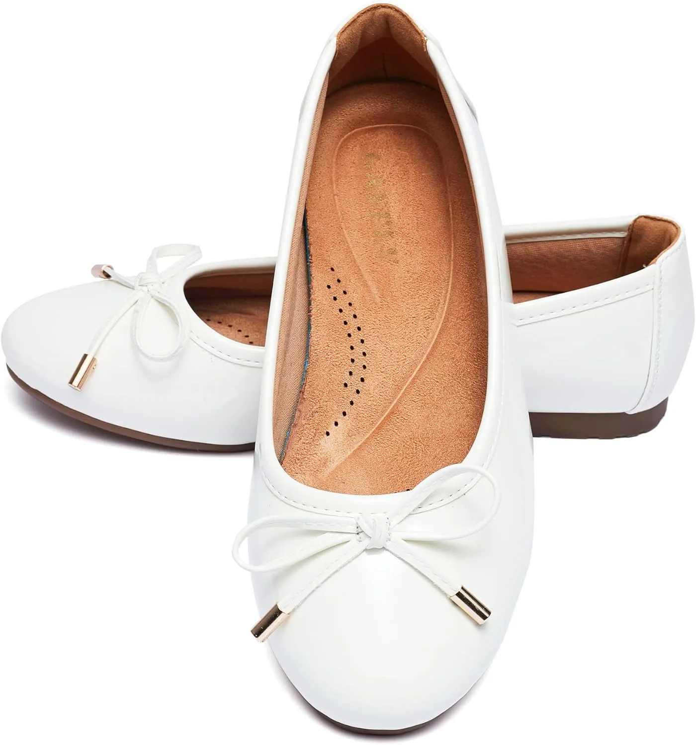 Women's Shine Ballet Bow Dressy Flats Round Toe Slip On Foldable Flats Dress Work Shoes for Business Casual Office