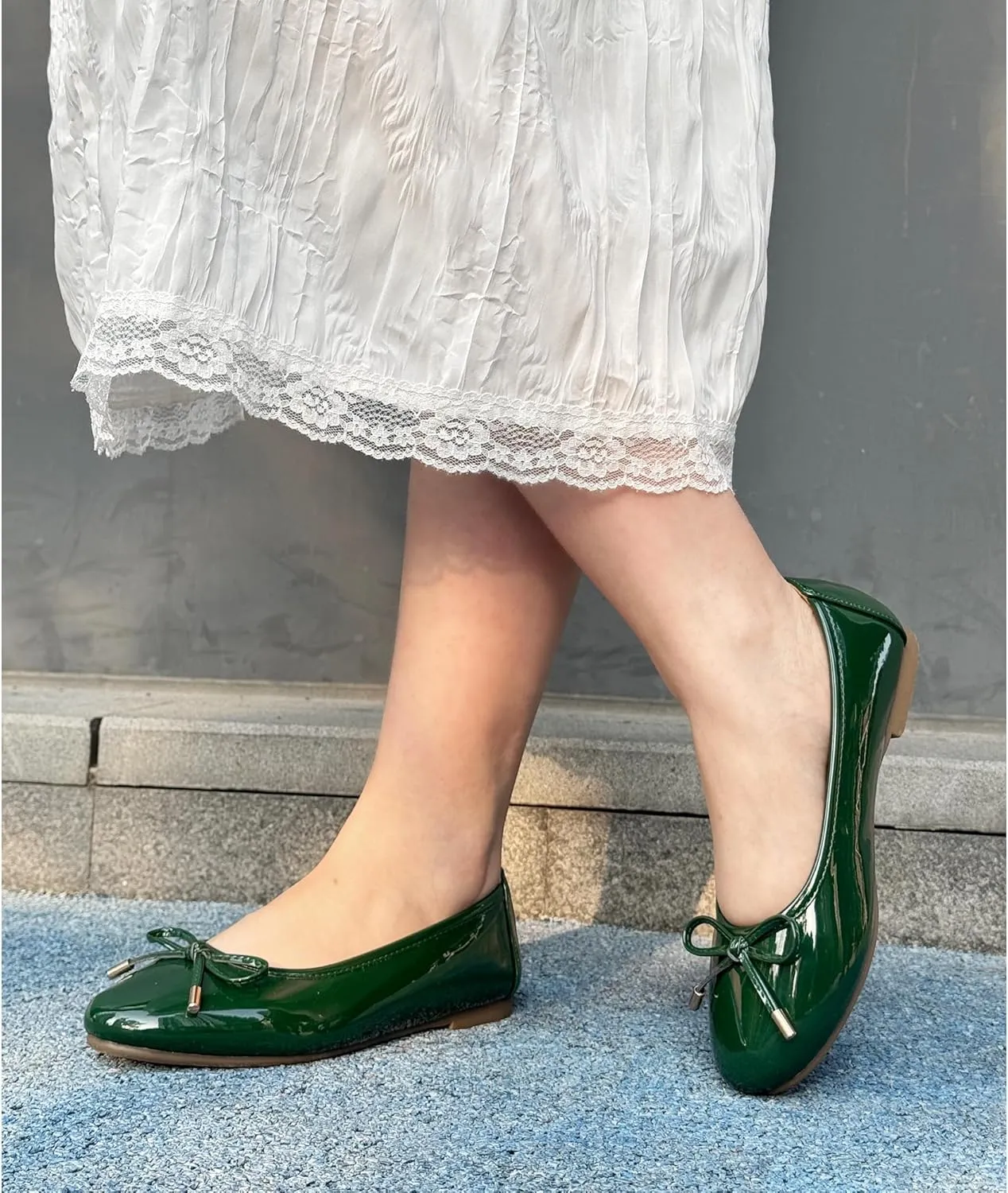 Women's Shine Ballet Bow Dressy Flats Round Toe Slip On Foldable Flats Dress Work Shoes for Business Casual Office
