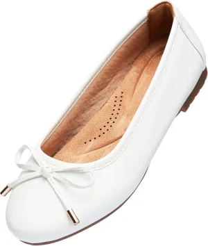 Women's Shine Ballet Bow Dressy Flats Round Toe Slip On Foldable Flats Dress Work Shoes for Business Casual Office