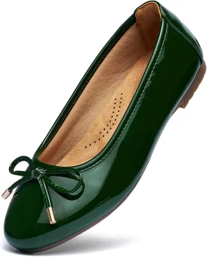Women's Shine Ballet Bow Dressy Flats Round Toe Slip On Foldable Flats Dress Work Shoes for Business Casual Office