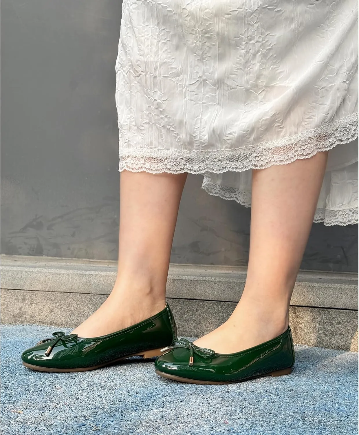 Women's Shine Ballet Bow Dressy Flats Round Toe Slip On Foldable Flats Dress Work Shoes for Business Casual Office