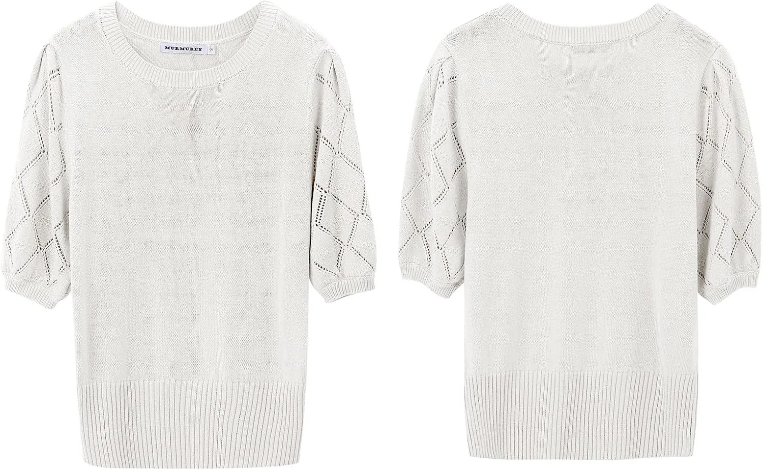 Womens Short Sleeve Sweaters Crewneck Knit Pullover Tops 2025 Summer Casual Lightweight Crochet Blouse Shirt