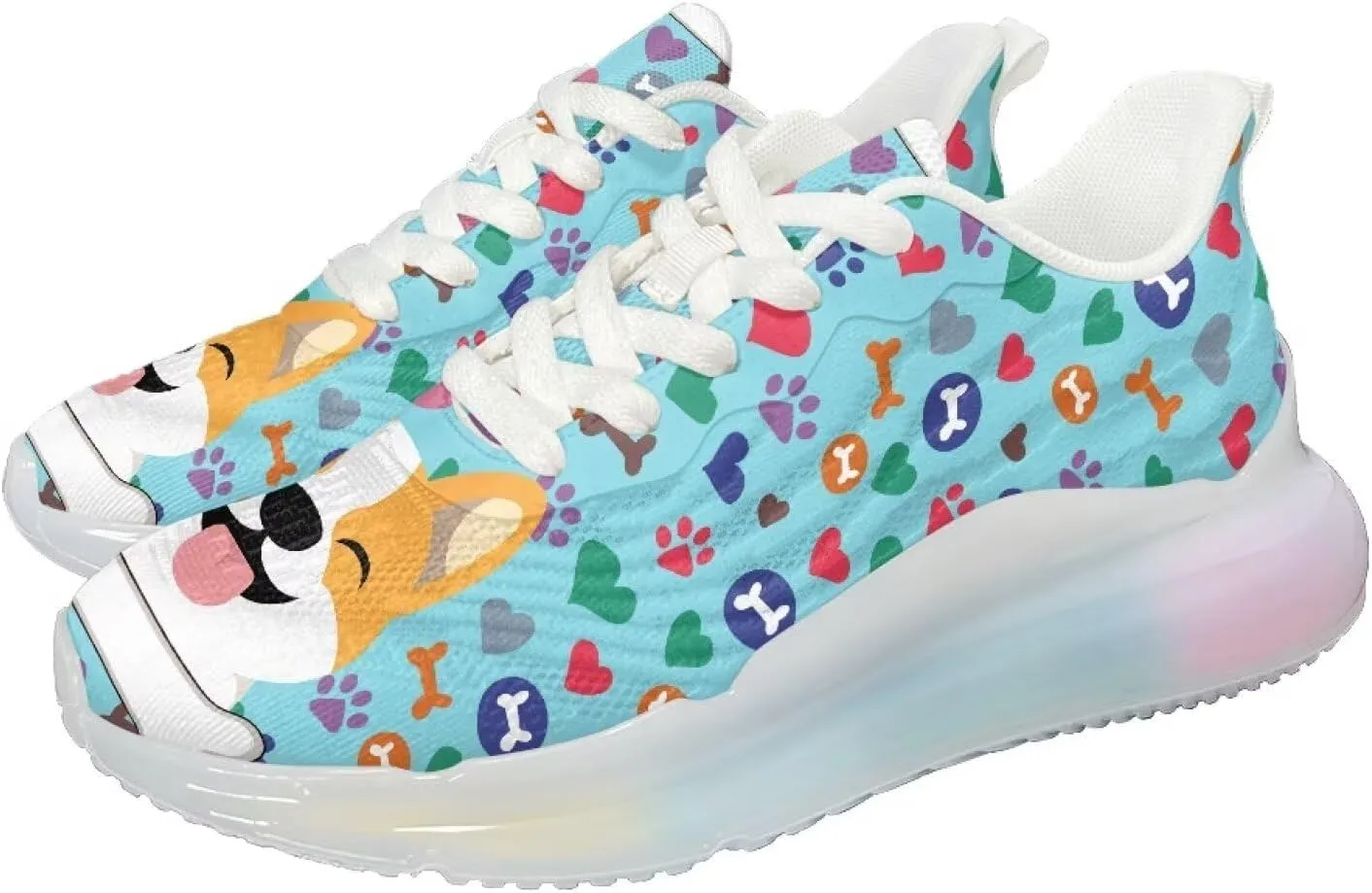 Womens Sneakers Breathable Comfortable Running Shoes Fashion Lightweight Non-Slip Outdoor Hiking Shoes for Athletic Size 6-11 White Sole