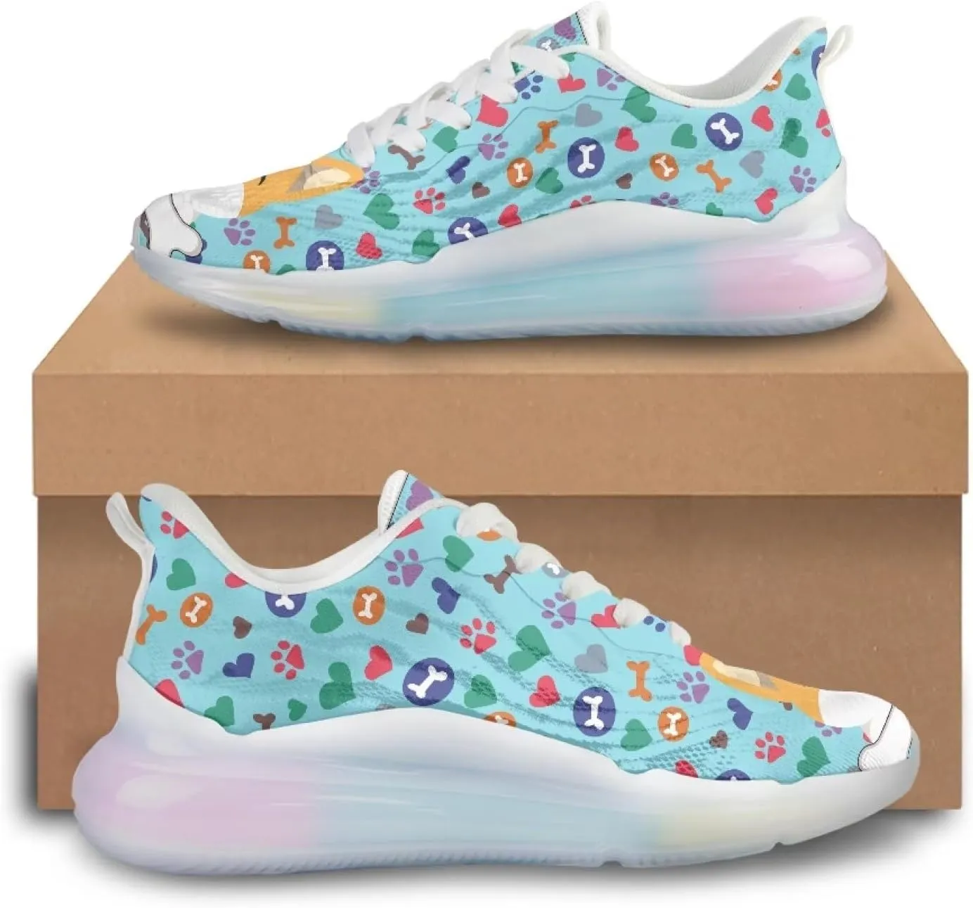 Womens Sneakers Breathable Comfortable Running Shoes Fashion Lightweight Non-Slip Outdoor Hiking Shoes for Athletic Size 6-11 White Sole