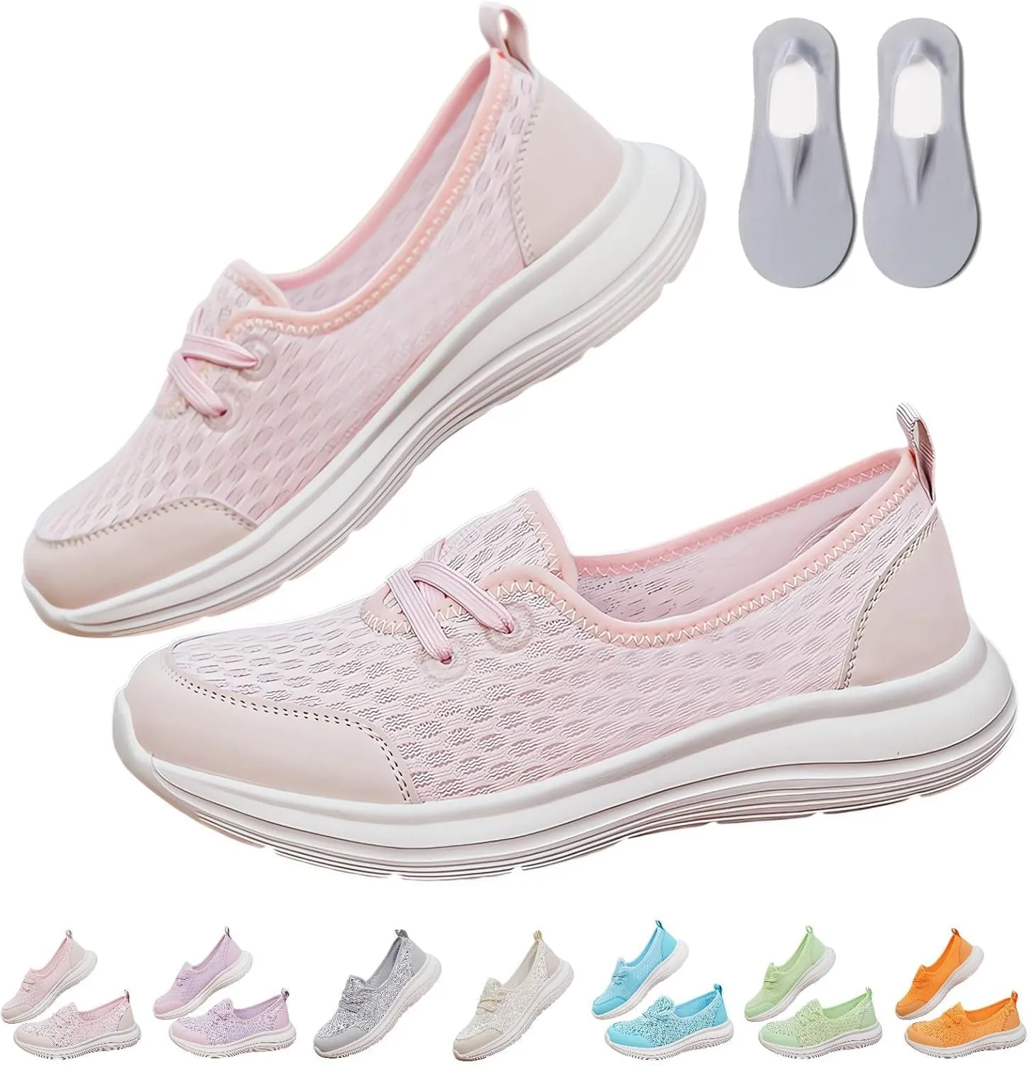 Women's Soft Sole Mesh Comfort Orthopedic Shoes, Lightweight Soft Solecomfortable Flat Arch Support Walking Shoes,Slip Ins Sneakers Ladies
