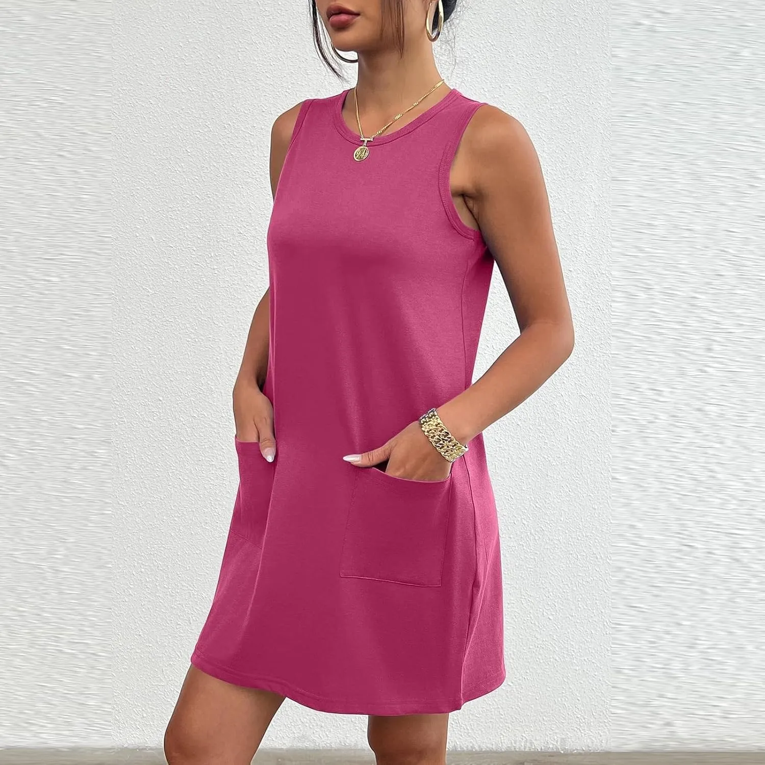 Womens Spring Vacation Solid Color Sporty Sundresses Summer Micro Modest Summer Sun Dresses 2025 Trendy Casual Beach