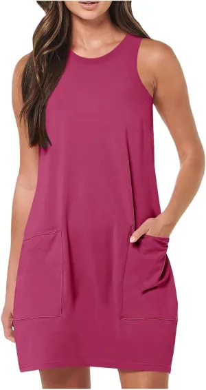 Womens Spring Vacation Solid Color Sporty Sundresses Summer Micro Modest Summer Sun Dresses 2025 Trendy Casual Beach