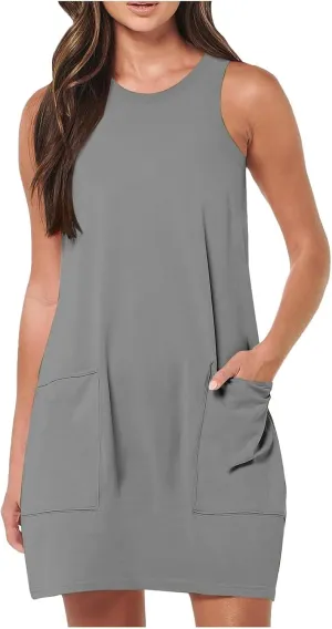 Women's Tank Summer Sun Dresses 2025 Trendy Sport Teen Solid Color Vacation Casual Beach Mini Modest Spring Going Out