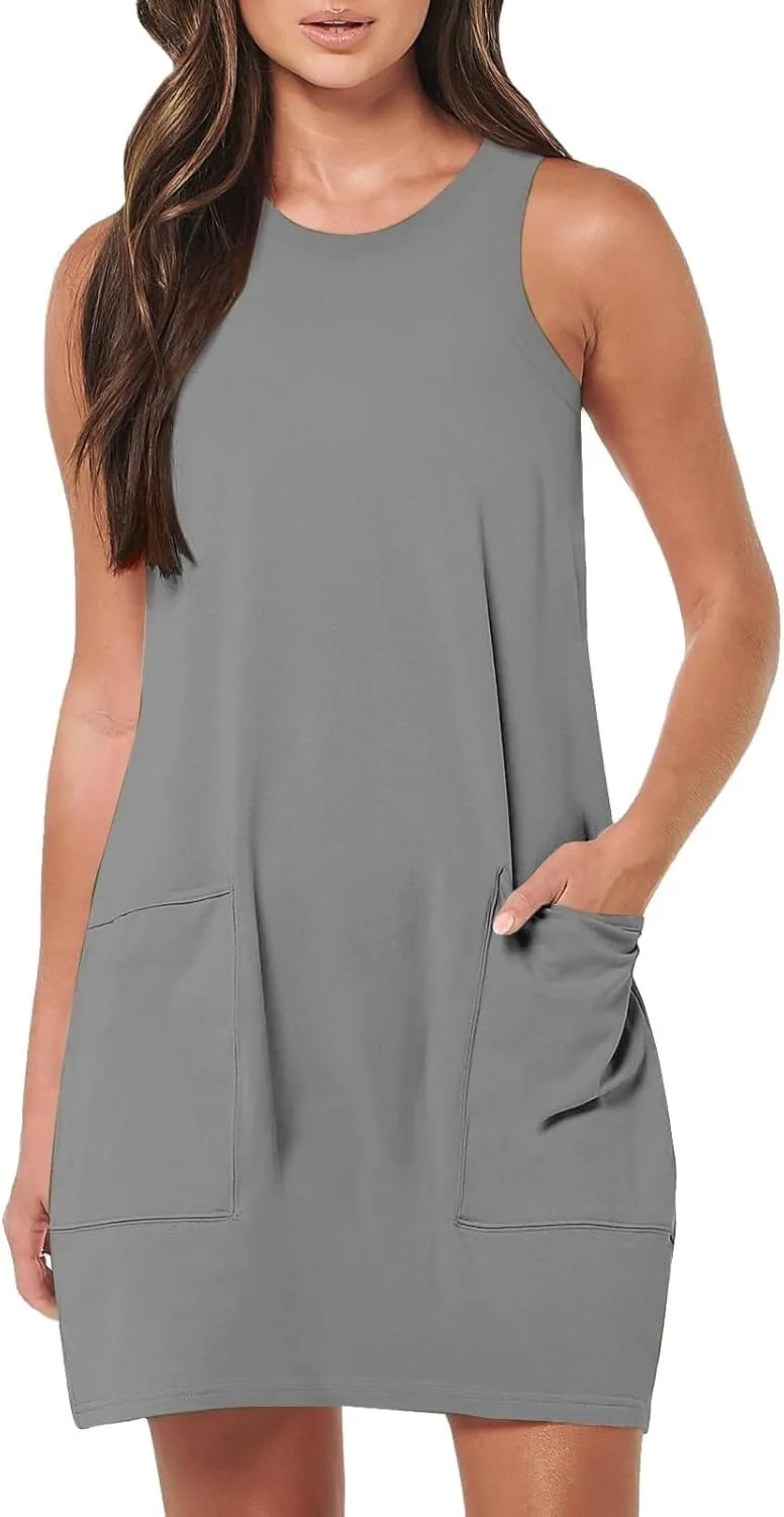 Women's Tank Summer Sun Dresses 2025 Trendy Sport Teen Solid Color Vacation Casual Beach Mini Modest Spring Going Out