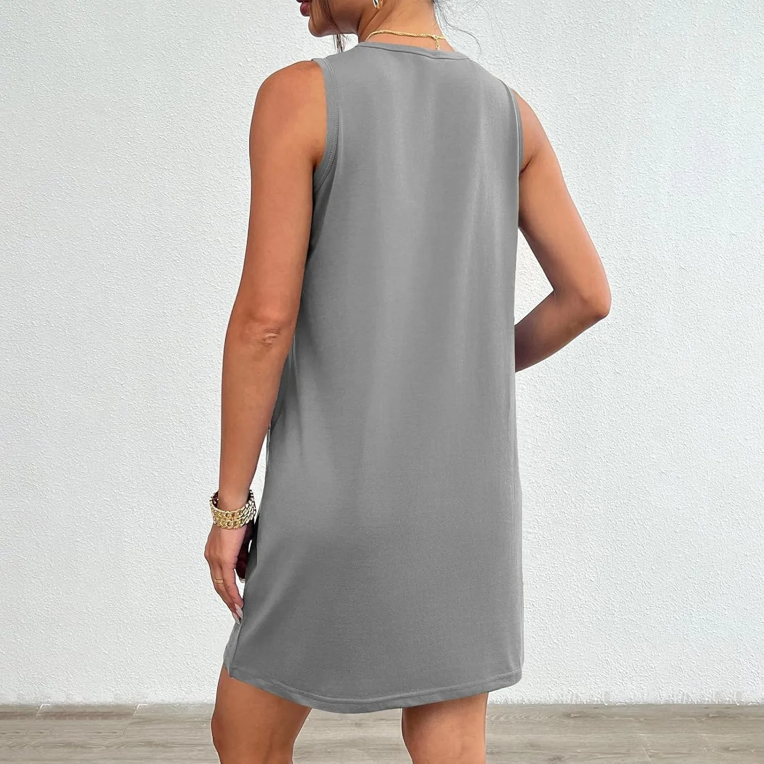 Women's Tank Summer Sun Dresses 2025 Trendy Sport Teen Solid Color Vacation Casual Beach Mini Modest Spring Going Out
