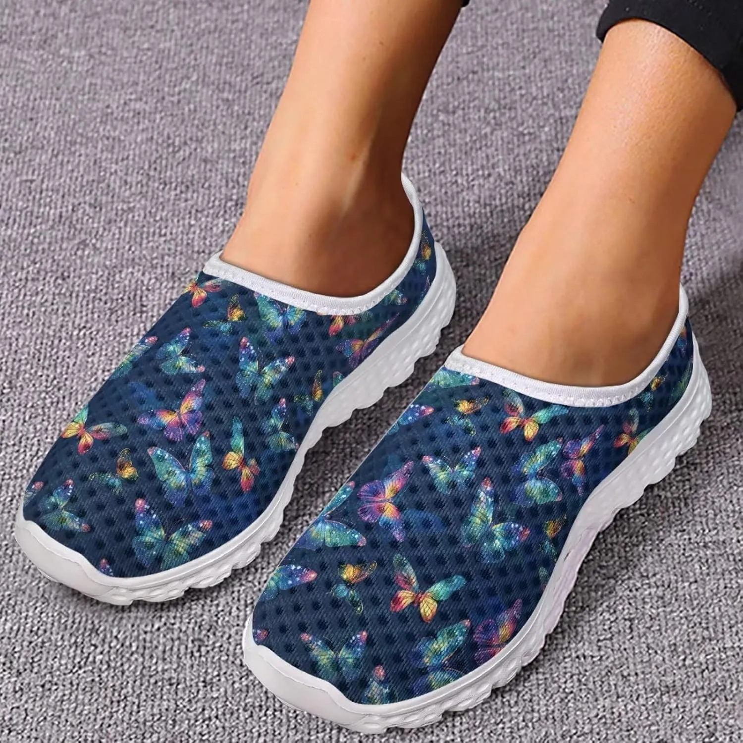 Womens Walking Shoes Slip-on Leisure Shoe Lightweight Breathable Casual Soft Sole Ladies Mesh Dog Walking Shoes