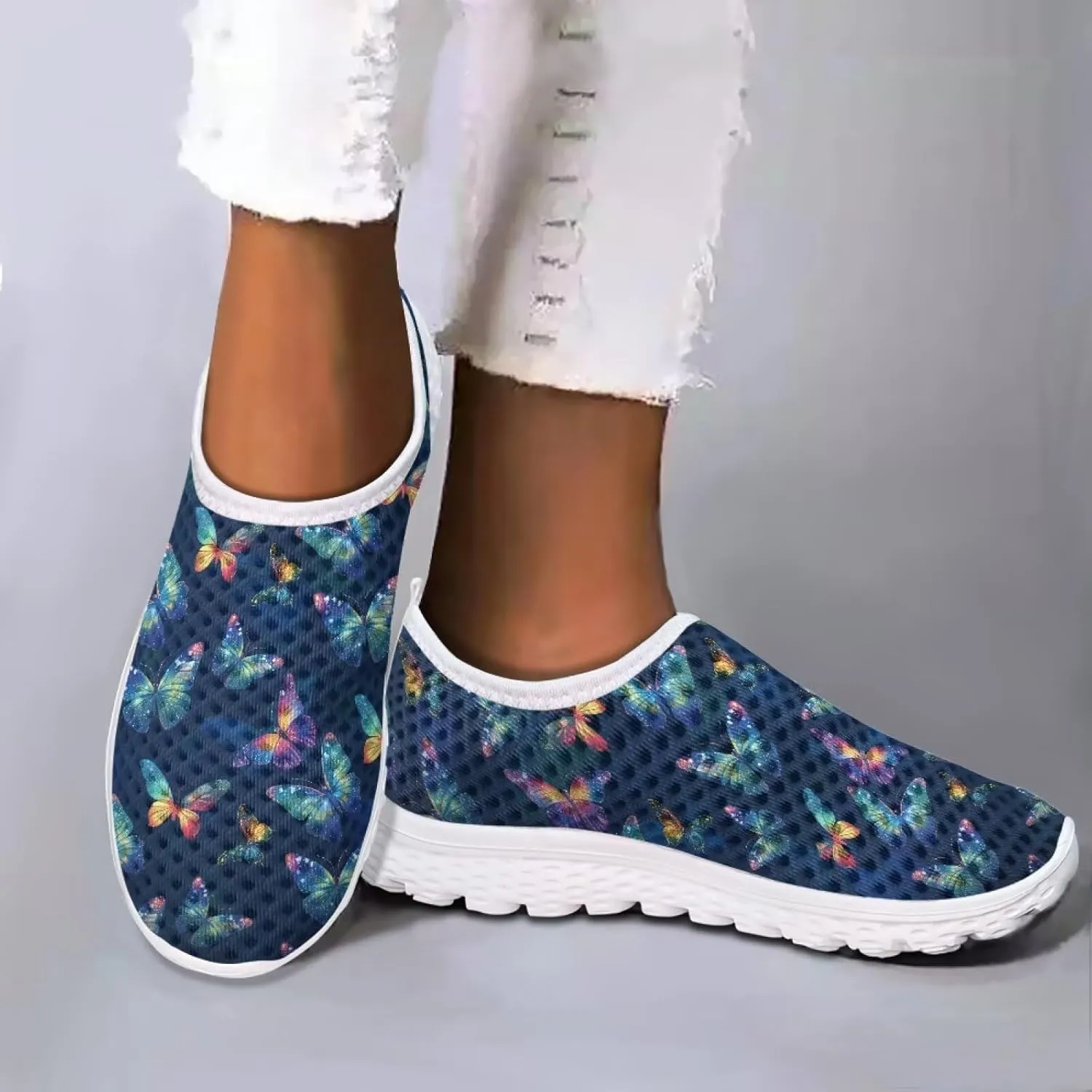 Womens Walking Shoes Slip-on Leisure Shoe Lightweight Breathable Casual Soft Sole Ladies Mesh Dog Walking Shoes