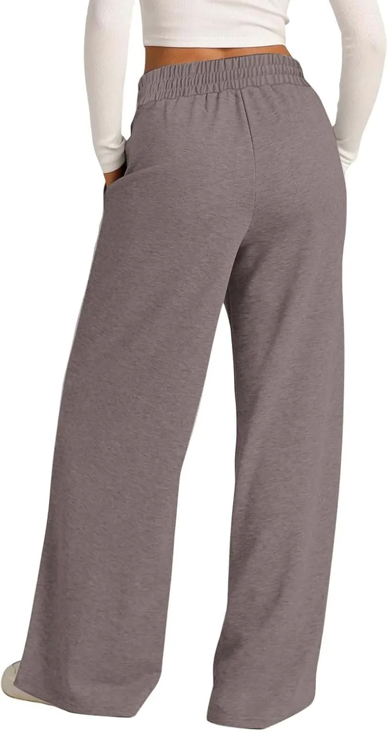 Womens Wide Leg Sweatpant High Waist Cotton Baggy Casual Drawstring Yoga Lounge Pants with Pockets