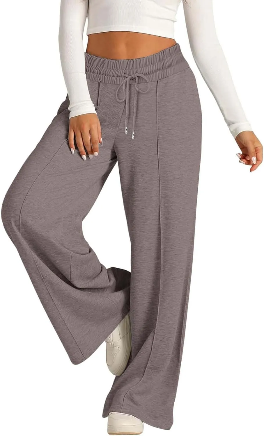 Womens Wide Leg Sweatpant High Waist Cotton Baggy Casual Drawstring Yoga Lounge Pants with Pockets