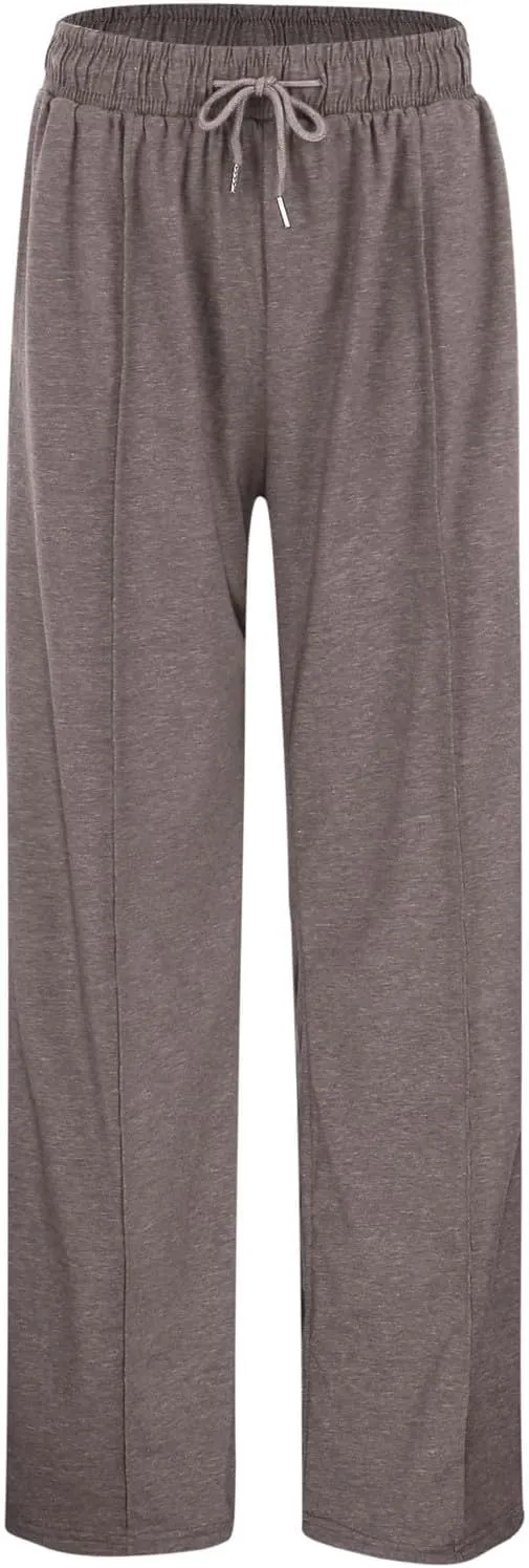 Womens Wide Leg Sweatpant High Waist Cotton Baggy Casual Drawstring Yoga Lounge Pants with Pockets