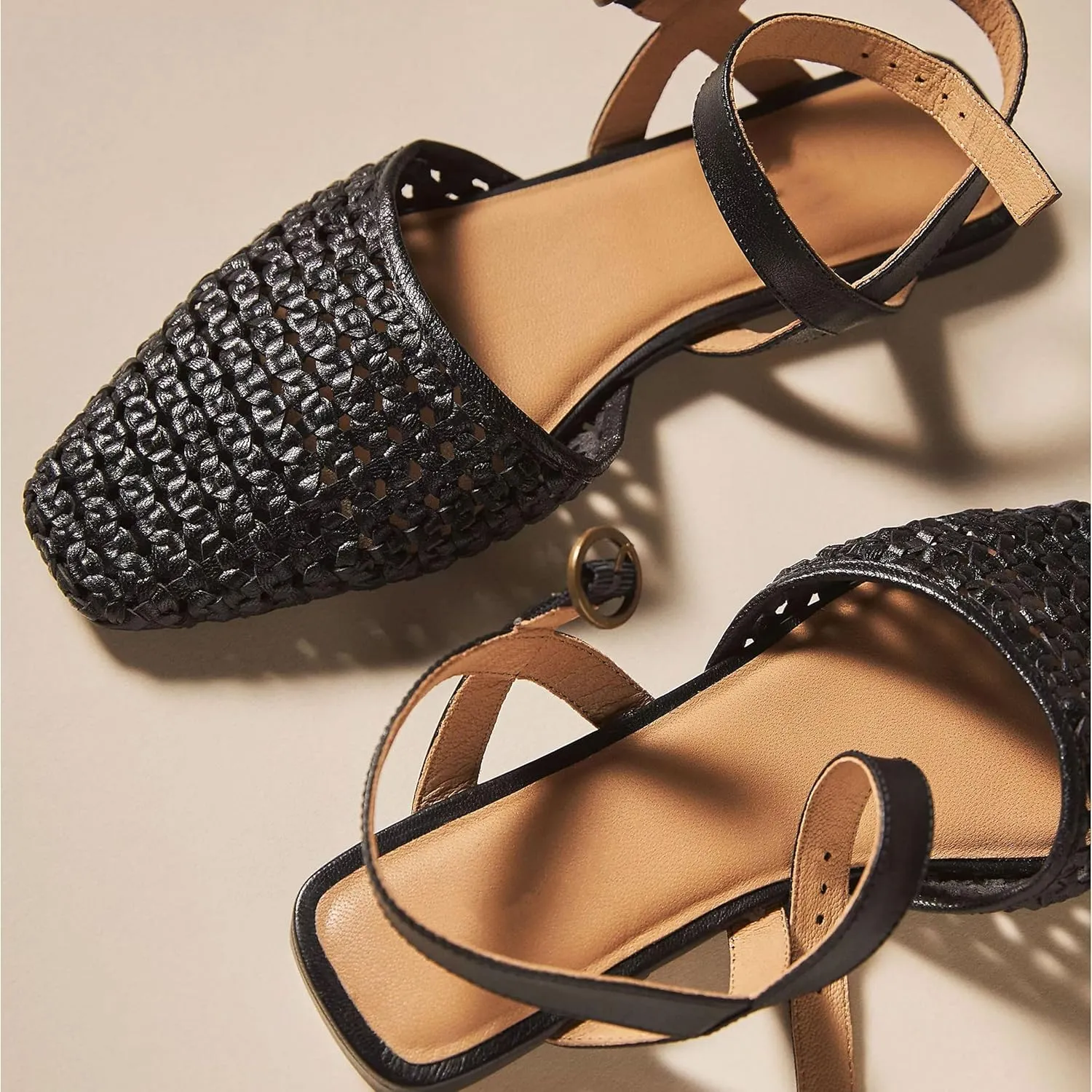 Woven Slingback Flats for Women Stylish and Breathable Sandals with Pointed Toe Design Comfortable and Elegant