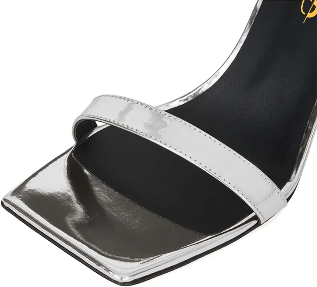 XYD Summer Essential Women Mules Slides Dual Strap Open Square Toe Sandals Mid Block Heels Ladies Classic Party Casual Shoes