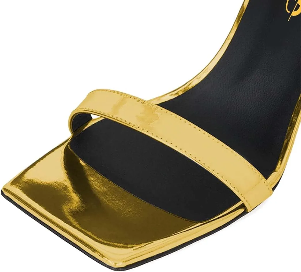 XYD Summer Essential Women Mules Slides Dual Strap Open Square Toe Sandals Mid Block Heels Ladies Classic Party Casual Shoes