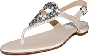 XYD Women Crystal Wedding Sandals with Rhinestone Flip-flop Beach Dressy Diamond Bridal Comfortable Walking Flats Satin Shoes