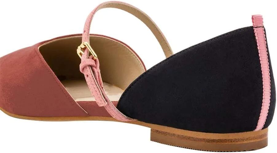 XYD Women Girls D'Orsay Ballet Flats Stylish Pointed Toe Strap Slip On Sandals No-Heel Comfortable Walking Office Campus Dress Shoes