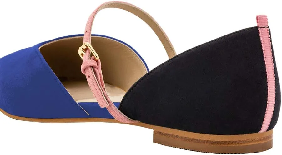 XYD Women Girls D'Orsay Ballet Flats Stylish Pointed Toe Strap Slip On Sandals No-Heel Comfortable Walking Office Campus Dress Shoes