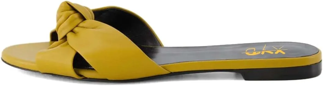 XYD Women Open Round Toe Bowknot Crossover Flats & Block Heel Sandals Slip On Mule Backless Slides Casual Dressy Cute Dress Casual Shoes