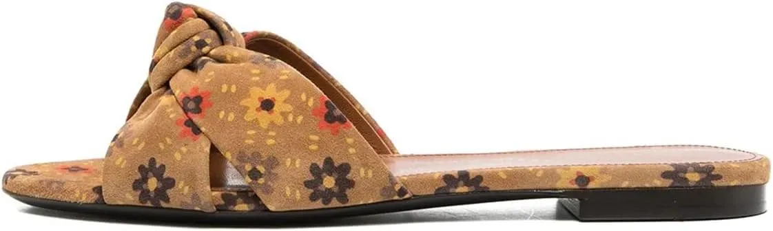 XYD Women Open Round Toe Bowknot Crossover Flats & Block Heel Sandals Slip On Mule Backless Slides Casual Dressy Cute Dress Casual Shoes