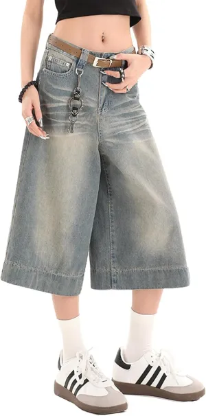 Y2k Baggy Jean Shorts Jorts Y2k Hip Hop Shorts Skater Jeans Grunge Jorts Aesthetic Pants