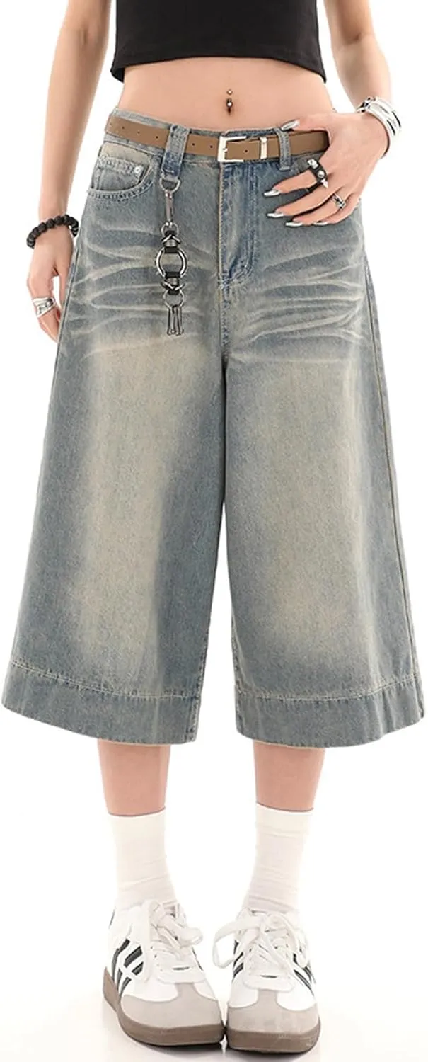 Y2k Baggy Jean Shorts Jorts Y2k Hip Hop Shorts Skater Jeans Grunge Jorts Aesthetic Pants
