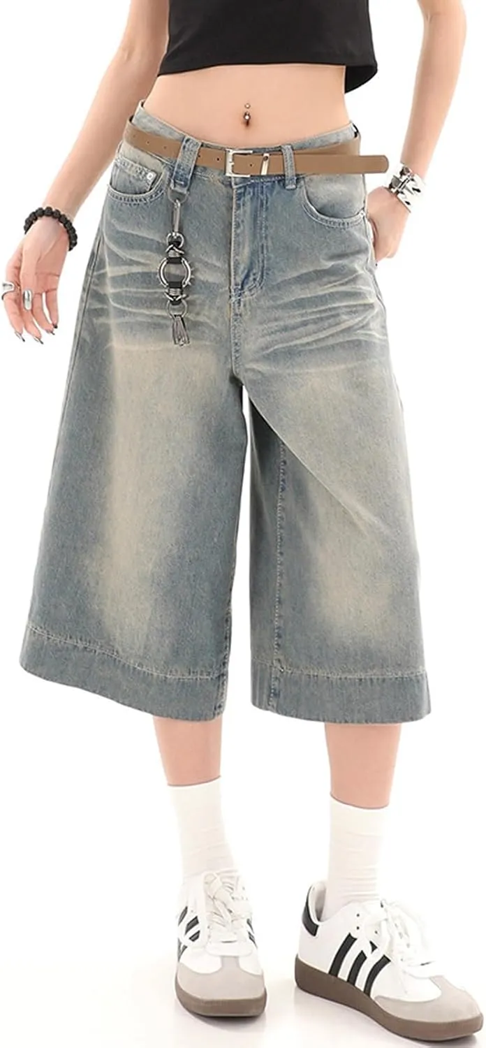 Y2k Baggy Jean Shorts Jorts Y2k Hip Hop Shorts Skater Jeans Grunge Jorts Aesthetic Pants